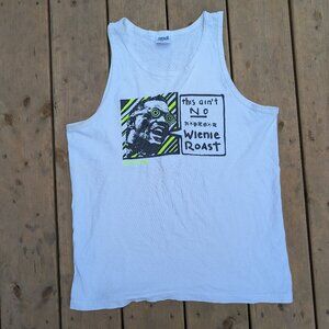 Vintage 80s anvil “This Ain’t No Weenie Roast” White Tank Top Size L USA Made